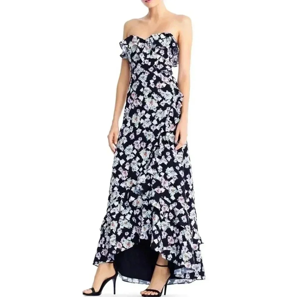 Aidan Mattox Floral Flounce High/Low Maxi Dress size 4 NWT Formal Wedding Guest - Picture 16 of 16